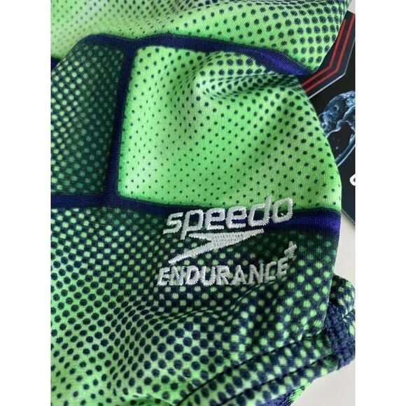 Speedo Endurance+ Flyback Racing Cut Swimsuit Size 26 Green/Blue Competition NEW - Picture 2 of 10